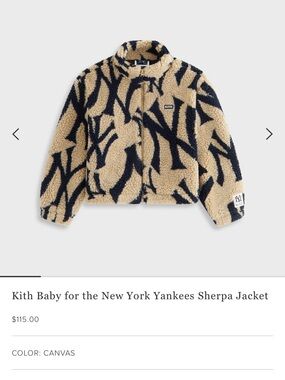 Kith Kids Sherpa Jacket in Canvas and Navy Logo Print
